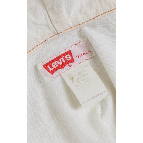 Vintage 1970s Jacket 70s LEVIS Orange Tab White Cotton Denim Hooded Zip Up Boho - Picture 9 of 10